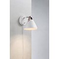 Applique murale industrielle en métal et cuir, blanc, GU10 (ampoule non incluse), hauteur 17 cm, abat-jour Ø16,5 cm, gradable