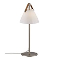 Lampe à poser scandinave, pied nickel et abat-jour en verre blanc opale, douille G9 max. 25W, hauteur 43,7 cm