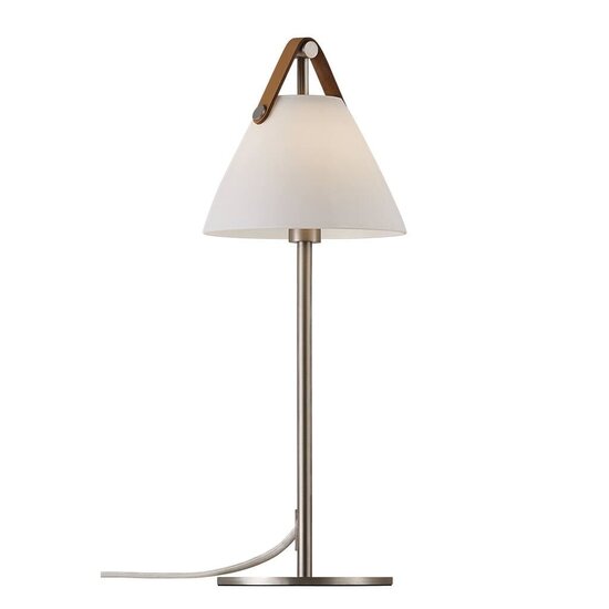 Table lamp Scandinavian design with nickel base and opal white glass shade, G9 fitting max. 25W, height 43.7 cm