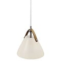 Scandinavian pendant lamp in white with leather details, GU10 socket max 40W, dimmable, 300 cm textile cable, IP20