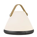 Draagbare oplaadbare tafellamp Scandinavisch wit/zwart, bamboe voet, 2,5W LED incl., dimbaar, IP54