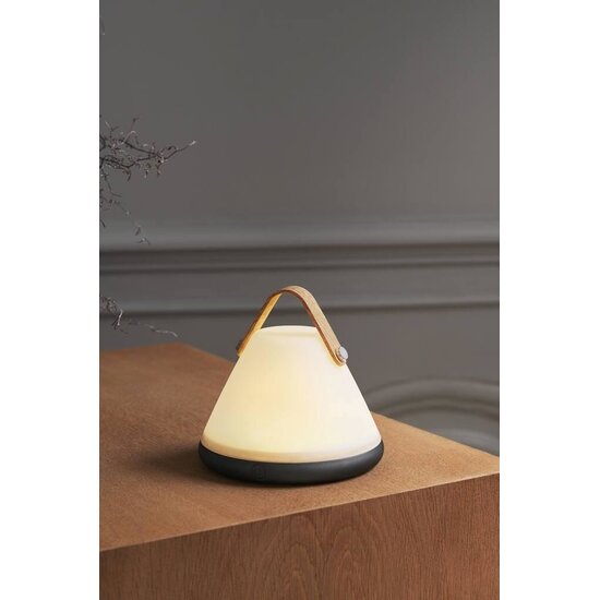 Draagbare oplaadbare tafellamp Scandinavisch wit/zwart, bamboe voet, 2,5W LED incl., dimbaar, IP54