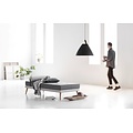 Suspension scandinave noire E27, abat-jour métal Ø 68 cm avec détail en cuir, hauteur 60,7 cm, IP20, dimmable avec ampoule adaptée