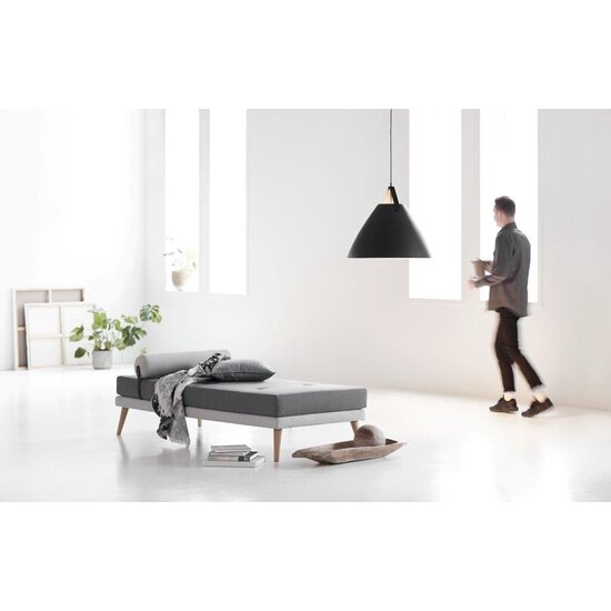 Scandinavian pendant lamp black E27, metal shade Ø 68 cm with leather detail, height 60.7 cm, IP20, dimmable with suitable bulb