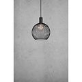 Curved metal wire pendant lamp in black, E27 socket, 40 cm diameter, 45.5 cm height, dimmable with compatible bulb