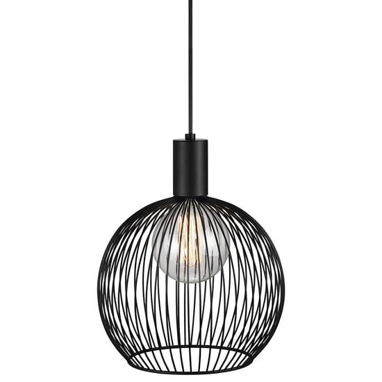 Pendelleuchte aus gebogenem Metalldraht in Schwarz, E27-Fassung, Durchmesser 40 cm, Höhe 45,5 cm, dimmbar mit passender Lampe