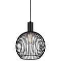 Gebogene Metalldraht-Pendelleuchte schwarz, E27-Fassung (Leuchtmittel nicht inbegriffen), Ø50 cm, Höhe 54,5 cm, Kabel 300 cm