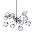 Lámpara colgante Rock forma estrella, 12 x G9 cromo con cristal, diámetro 930 mm, altura regulable 620-1420 mm, sin bombilla