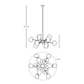 Rock suspension à 12 bras G9 en métal doré, blocs de verre, hauteur réglable 620-1420 mm, Ø930 mm