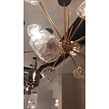 Rock suspension à 12 bras G9 en métal doré, blocs de verre, hauteur réglable 620-1420 mm, Ø930 mm