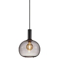 Alton 25 lámpara colgante de cristal ahumado negro, Ø23 cm, casquillo E27 máx. 25W, IP20, cable textil negro 300 cm