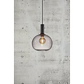 Alton 25 pendant lamp with black smoked glass, Ø23 cm, E27 fitting max 25W, IP20, black textile cable 300 cm