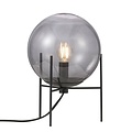 Alton 20 lámpara de mesa con pantalla de vidrio ahumado negro, base metálica, casquillo E14, 20 cm de diámetro, 29 cm de alto