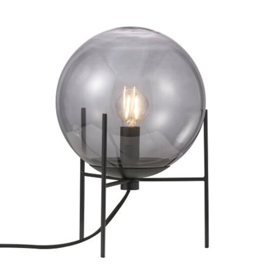 Alton 20 table lamp with black smoked glass shade, metal base, E14 socket, 20 cm diameter, 29 cm height