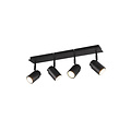 Spot plafond rectangulaire salle de bain 4xGU10, noir mat, métal, IP44, ampoules non incluses