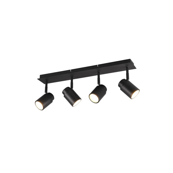 Spot plafond rectangulaire salle de bain 4xGU10, noir mat, métal, IP44, ampoules non incluses