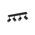 Spot plafond rectangulaire salle de bain 4xGU10, noir mat, métal, IP44, ampoules non incluses