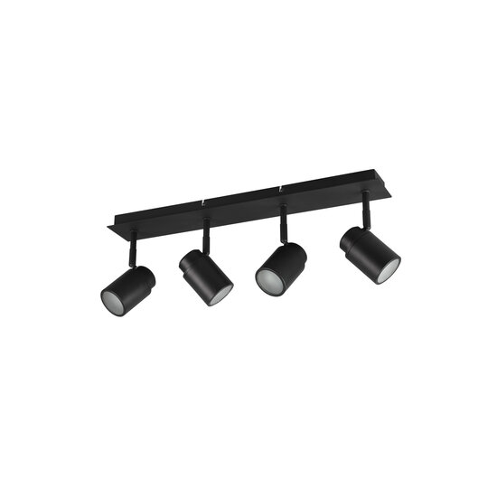 Spot plafond rectangulaire salle de bain 4xGU10, noir mat, métal, IP44, ampoules non incluses