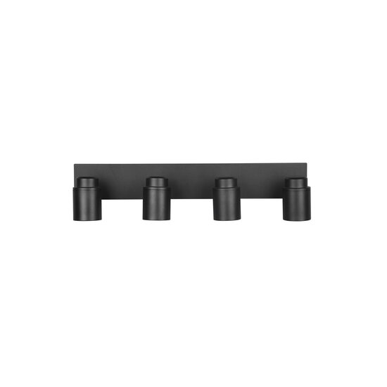 Spot plafond rectangulaire salle de bain 4xGU10, noir mat, métal, IP44, ampoules non incluses