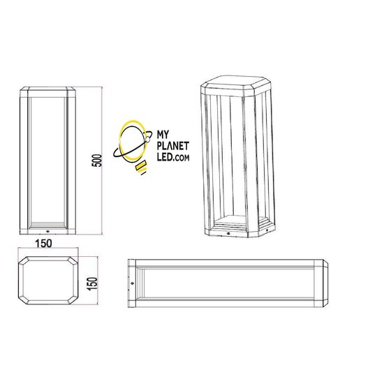 Logone poste LED de jardín, 50cm aluminio fundido, 11W 1100lm 3000K blanco cálido, IP65 impermeable, antracita