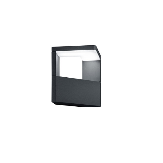 Ganges LED outdoor wall lamp, triangular, 9W 3000K anthracite, 1000 lumen, IP54, 17x15x12 cm
