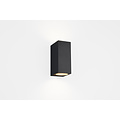 Roya hoekige buitenwandlamp voor 2x GU10 spot max 35W, antraciet gegoten aluminium, IP44, 15 x 6,9 x 9,2 cm
