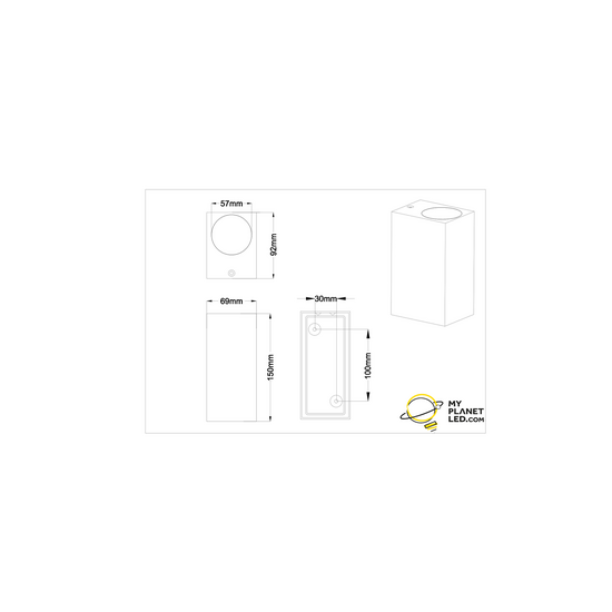 Roya applique d'extérieur angulaire pour 2x spot GU10 max 35W, anthracite aluminium moulé, IP44, 15 x 6,9 x 9,2 cm