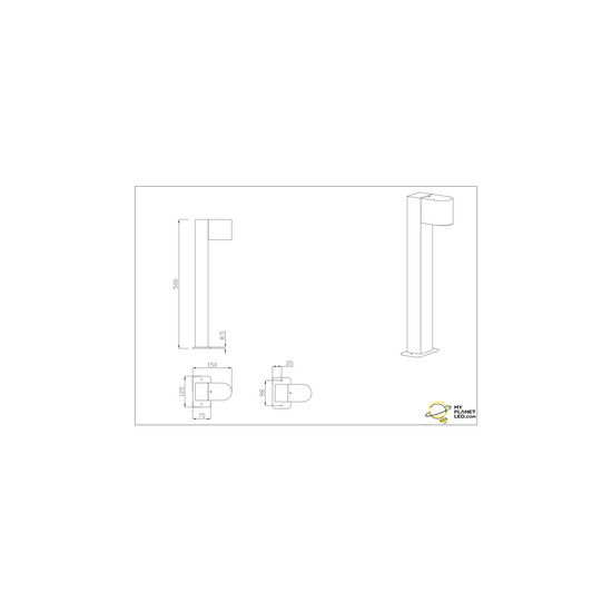 Roya mât de jardin extérieur semi-circulaire avec douille 1xGU10 (ampoule non incluse), fonte d'aluminium, anthracite, IP44, hauteur 50 cm