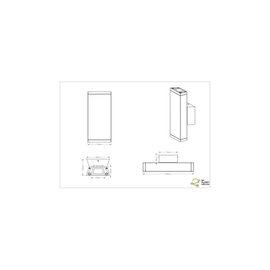 Colorado applique murale extérieure LED 2x3W 3000K anthracite, IP54, aluminium moulé, 9x20x6,5 cm