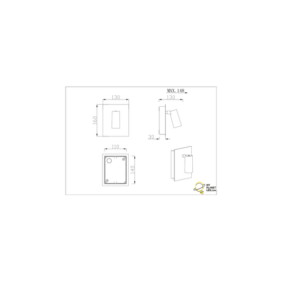 Tunga adjustable outdoor wall light LED 4W 3000K anthracite, 420 lumen, IP54, cast aluminium, 13 x 16 cm
