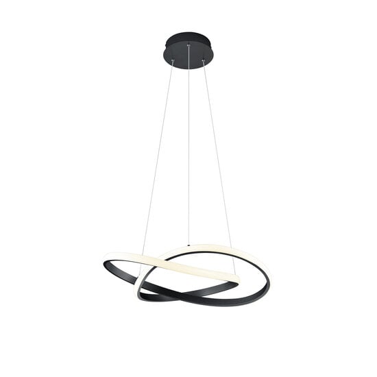 Trio Lighting Course eclectic pendant light in matt black, 27W integrated LED, 3000K warm white, dimmable via switch