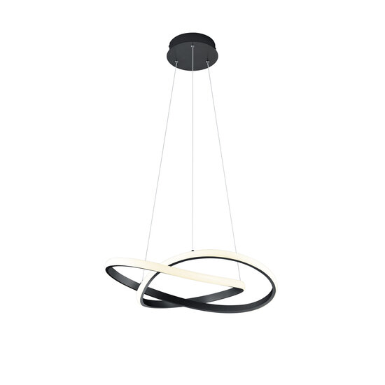 Trio Lighting Course, Pendelleuchte im eklektischen Design in Mattschwarz, 27W LED integriert, 3000K warmweiß, dimmbar über Schalter