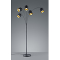 Floor lamp with 5x E14 socket (max 28W), matt black metal, 200 cm height, IP20, bulb not included