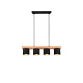 Lámpara colgante Cameron de madera natural, 4x E14 (máx. 28W), negro exterior y dorado interior, 150 x 75 x 12 cm, IP20