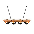 Cameron hanglamp van natuurlijk hout, 4x E14 (max. 28W), zwart buiten en goud binnen, 150 x 75 x 12 cm, IP20