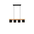 Suspension Cameron en bois naturel, 4x E14 (max. 28W), noir extérieur et or intérieur, 150 x 75 x 12 cm, IP20