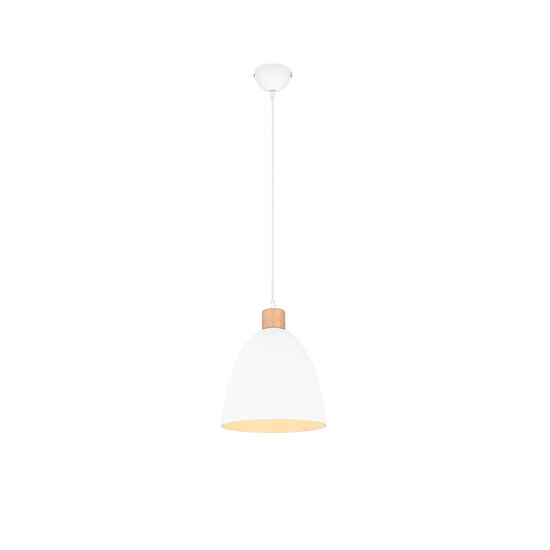 Jagger pendant lamp, matte white metal, E27 fitting (bulb excl.), 150 cm high, 25 cm diameter, IP20