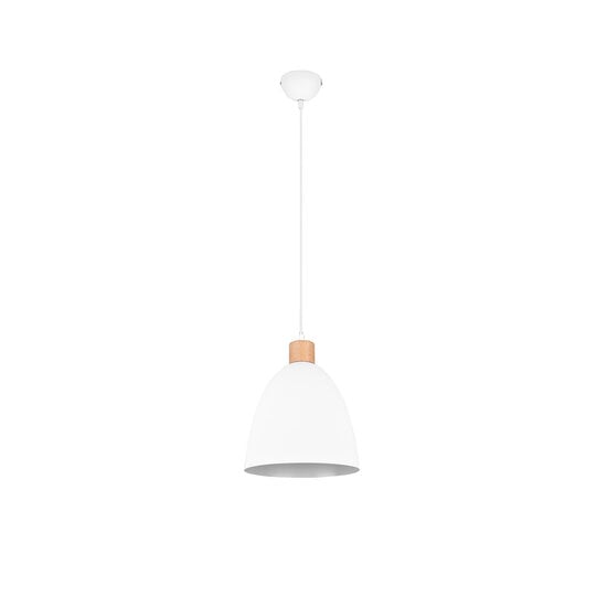 Lámpara colgante Jagger, blanco mate, metal, portalámparas E27 (bombilla no incluida), 150 cm de alto, diámetro 25 cm, IP20
