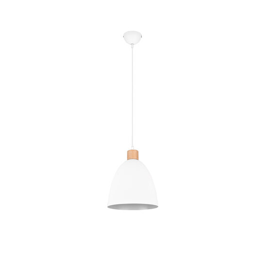 Suspension Jagger, blanc mat, métal, culot E27 (ampoule non incluse), 150 cm de haut, diamètre 25 cm, IP20