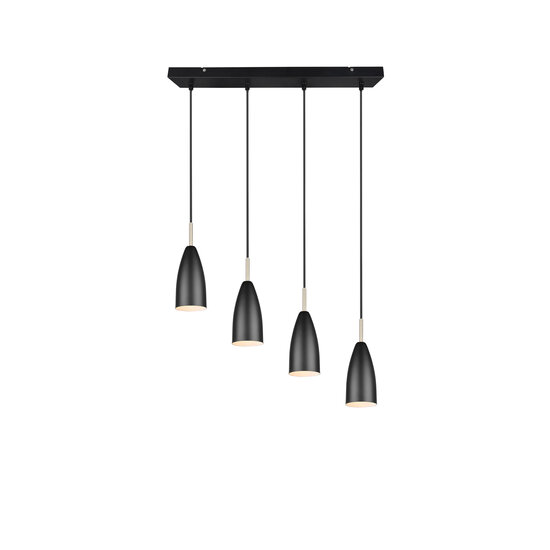 Lámpara colgante Farin con 4x portalámparas E14, estructura metálica negro mate, altura regulable, 58 x 150 x 9 cm, bombillas no incluidas