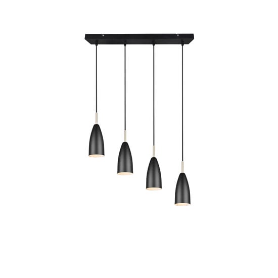 Suspension Farin avec 4x douilles E14, structure métal noir mat, hauteur réglable, 58 x 150 x 9 cm, ampoules non incluses