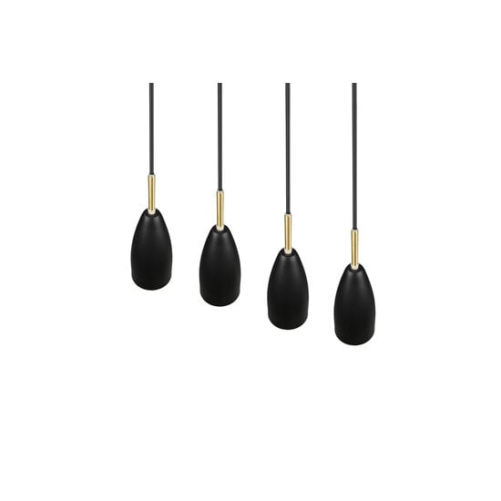 Suspension Farin avec 4x douilles E14, structure métal noir mat, hauteur réglable, 58 x 150 x 9 cm, ampoules non incluses