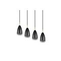 Farin pendant lamp with 4x E14 fitting, matte black metal frame, height adjustable, 58 x 150 x 9 cm, bulbs not included