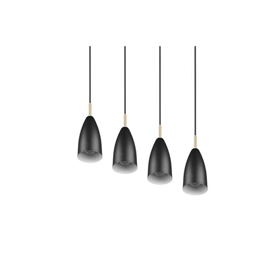 Farin pendant lamp with 4x E14 fitting, matte black metal frame, height adjustable, 58 x 150 x 9 cm, bulbs not included