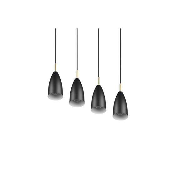 Suspension Farin avec 4x douilles E14, structure métal noir mat, hauteur réglable, 58 x 150 x 9 cm, ampoules non incluses
