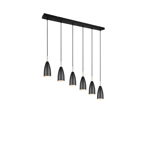 Trio Lighting Farin elegant adjustable pendant light with 6xE14 fitting in matt black, max. 25W per socket, IP20