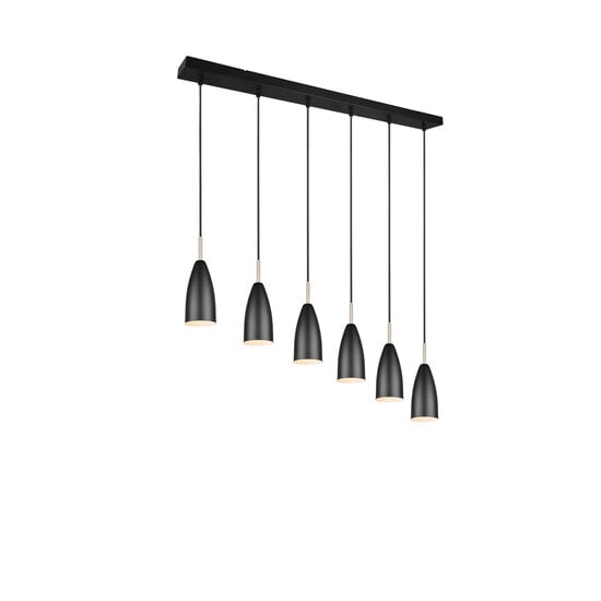 Trio Lighting Farin, elegante höhenverstellbare Pendelleuchte mit 6xE14-Fassung in Mattschwarz, max. 25W pro Fassung, IP20
