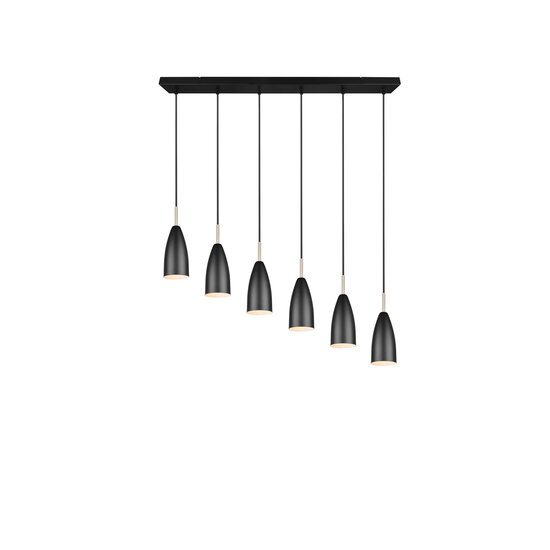 Trio Lighting Farin, suspension élégante et orientable avec 6xE14, en noir mat, max. 25W par douille, IP20