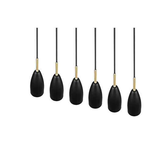 Trio Lighting Farin, elegante höhenverstellbare Pendelleuchte mit 6xE14-Fassung in Mattschwarz, max. 25W pro Fassung, IP20