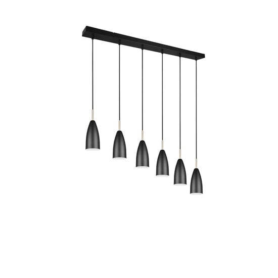 Trio Lighting Farin, elegante höhenverstellbare Pendelleuchte mit 6xE14-Fassung in Mattschwarz, max. 25W pro Fassung, IP20